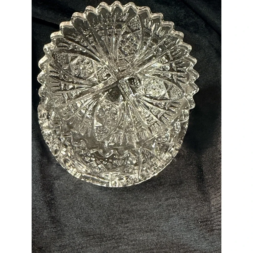 VTG Imperial Glass Clear Pressed Pattern Fan‎ / Star Compote Sawtooth (2609)
